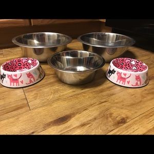 Pet food and water bowls